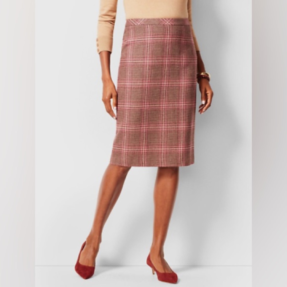 TALBOTS Glen Plaid Wool-Blend Pencil Skirt
